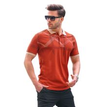 Madmext 6080 Kiremit Desenli Polo Yaka Erkek T-shirt