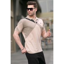 Madmext 6081 Bej Desenli Polo Yaka Erkek T-shirt