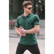 Madmext 6081 Koyu Yeşil Desenli Polo Yaka Erkek T-shirt
