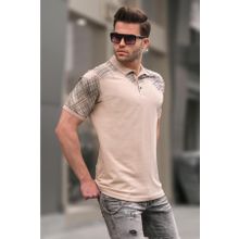 Madmext 6082 Bej Desenli Polo Yaka Erkek T-shirt