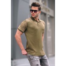 Madmext 6082 Haki Desenli Polo Yaka Erkek T-shirt