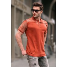 Madmext 6082 Kiremit Desenli Polo Yaka Erkek T-shirt