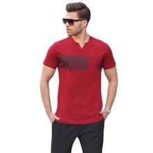 Madmext 6094 Bordo Cep Detaylı Regular Fit Erkek T-shirt