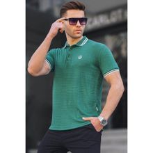 Madmext 6100 Polo Yaka Koyu Yeşil Basic Regular Fit Erkek T-shirt