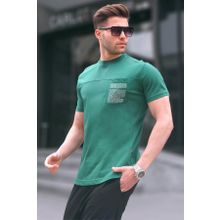 Madmext 6102 Koyu Yeşil Regular Fit Yama Cepli Erkek T-shirt
