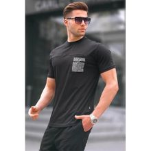 Madmext 6102 Siyah Regular Fit Yama Cepli Erkek T-shirt