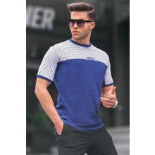 Madmext 6103 Lacivert Kazayağı Desenli Erkek T-shirt