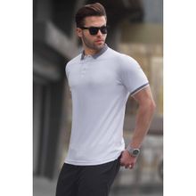 Madmext 6105 Beyaz Regular Fit Polo Yaka Erkek T-shirt