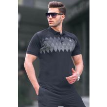 Madmext 6106 Siyah Desenli Polo Yaka Erkek T-shirt