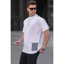 Madmext 6111 Beyaz Baskılı Overfit Erkek T-shirt
