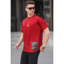 Madmext 6111 Bordo Baskılı Over Fit Erkek T-shirt