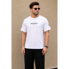 Madmext 6112 Beyaz Bisiklet Yaka Erkek T-shirt
