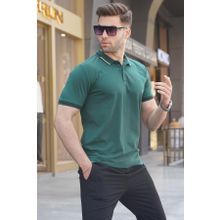 Madmext 6113 Koyu Yeşil Polo Yaka Erkek T-shirt