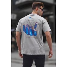 Madmext 6121 Boyalı Gri Sırt Baskılı Regular fit Erkek T-shirt
