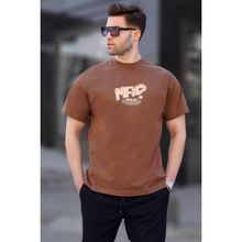 Madmext 6124 Baskılı Kahverengi Erkek T-shirt