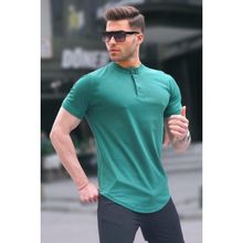 Madmext 6132 Yeşil Polo Yaka Basic Erkek T-shirt
