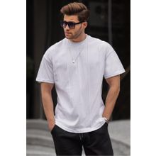 Madmext 6175 Beyaz Bisiklet Yaka Erkek T-shirt