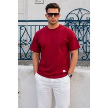 Madmext 6175 Bordo Bisiklet Yaka Erkek T-shirt