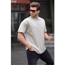 Madmext 6175 Boyalı Gri Bisiklet Yaka Erkek T-shirt