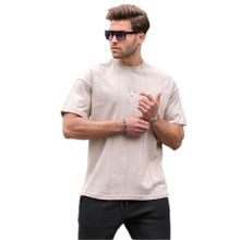 Madmext 6175 Taş Rengi Bisiklet Yaka Erkek T-shirt