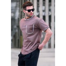 Madmext 6176 Kahverengi Cep Detaylı Erkek T-shirt