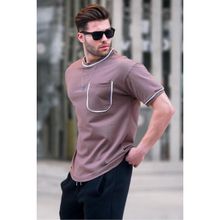 Madmext 6176 Kahverengi Cep Detaylı Erkek T-shirt