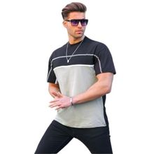 Madmext 6177 Siyah Renk Bloklu Erkek T-shirt