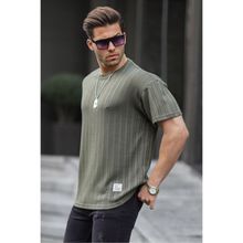 Madmext 6179 Haki Oversize Bisiklet Yaka Erkek T-shirt