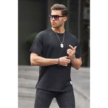 Madmext 6179 Siyah Oversize Bisiklet Yaka Erkek T-shirt