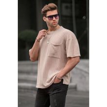Madmext 6180 Bej Oversize Erkek T-shirt