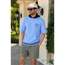 Madmext 6182 Bebe Mavisi Kapüşonlu Erkek T-shirt