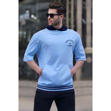 Madmext 6182 Bebe Mavisi Kapüşonlu Erkek T-shirt