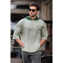 Madmext 6182 Mint Yeşili Kapüşonlu Erkek T-shirt