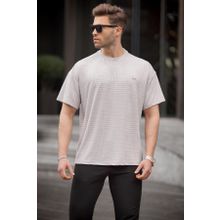 Madmext 6191 Boyalı Gri Oversize Bisiklet Yaka Erkek T-shirt