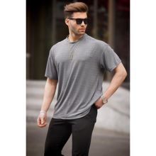 Madmext 6191 Füme Oversize Bisiklet Yaka Erkek T-shirt