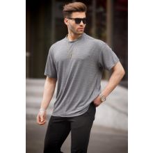 Madmext 6191 Füme Oversize Bisiklet Yaka Erkek T-shirt