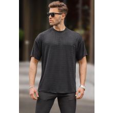 Madmext 6191 Siyah Oversize Bisiklet Yaka Erkek T-shirt