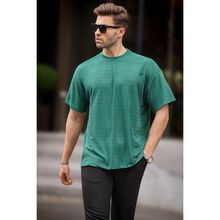 Madmext 6191 Yeşil Oversize Bisiklet Yaka Erkek T-shirt