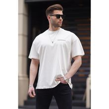 Madmext 6192 Ekru Oversize Baskılı Erkek T-shirt