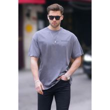 Madmext 6192 Füme Oversize Baskılı Erkek T-shirt