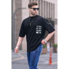 Madmext 6193 Siyah Oversize Baskılı Erkek T-shirt