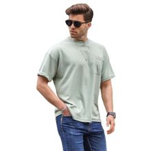 Madmext 6194 Mint Yeşili Cep Detaylı Oversize Erkek T-shirt