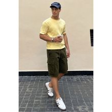 Madmext 6332 Haki Kargo Cep Erkek Gabardin Kapri Şort