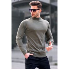 Madmext 6343 Çağla Yeşili Slim Fit Yarım Balıkçı Yaka Erkek Triko Kazak