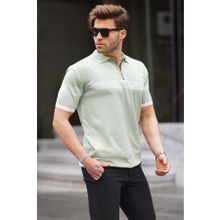 Madmext 6879 Çağla Yeşili Fermuar Detaylı Polo Yaka Erkek T-shirt