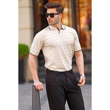 Madmext 6894 Bej Polo Yaka Erkek T-shirt
