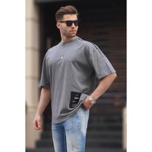 Madmext 7004 Füme Desenli Oversize Erkek T-shirt