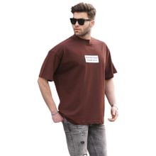 Madmext 7005 Kahverengi Yalancı Dik Yaka Oversize Erkek T-shirt