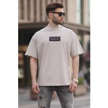 Madmext 7005 Taş Rengi Rengi Yalancı Dik Yaka Oversize Erkek T-shirt