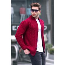 Madmext 9053 Bordo Örgülü Erkek Hırka
